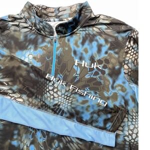 Huk Fishing 1/4 Zip Men's XXL Performance Long Sleeve Shirt Kryptek Neptune